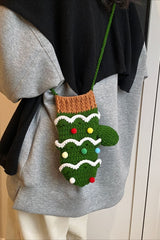 Sac bandoulière mignon avec sapin de Noël au crochet et rennes