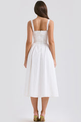 White Lace Spaghetti Strap Midi Dress