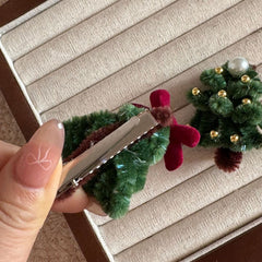 Accessoire pour cheveux rétro sapin de Noël fait main en cure-pipe