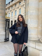 Manteaux élégants en laine à simple boutonnage, manches longues amples et poches