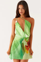 Robe mini dos nu à ourlet asymétrique