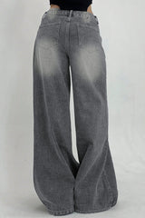 Jean long à jambes larges et délavés