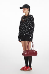 Sweat à capuche zippé à imprimé chat en liberté