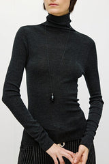 Solid Color Washable Wool Turtleneck Long Sleeve Tee