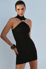 Robe mini bustier à anneaux métalliques