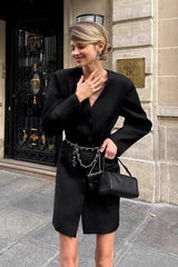 Loose Fit V Neck Blazer Coat