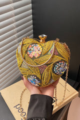 Sac de soirée vintage à paillettes, sac bandoulière chic pour les fêtes.