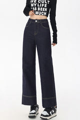 High Waist Cropped Straight Jeans