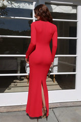 Lace Paneled V-Neck Sexy Fitted Waist Maxi Dress