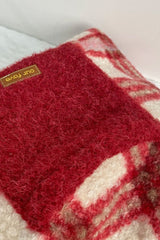 Sac cabas à carreaux rouges de Noël avec empiècements en fausse fourrure - Sac à bandoulière