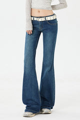 Low Rise Stretch Wide Jeans