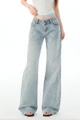 Low Rise Light Blue Straight Jeans