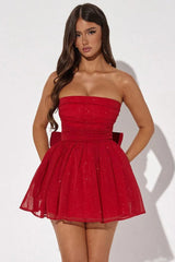 Trendy Classy Strapless Mesh Backless Sequin Dress