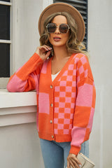 Plaid Panel Plus Size Christmas Cardigan