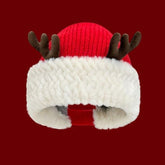 Bonnet de Noël en peluche à cache-oreilles avec motif renne