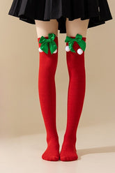 Soft Knit Bow Christmas Socks
