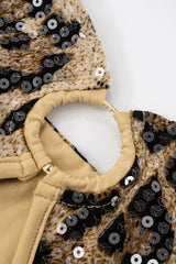 Robe mini bustier léopard à sequins