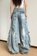 Design Detail Wide Leg Jeans