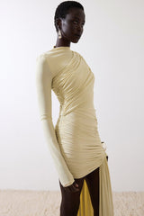 Robe mini moulante asymétrique à ruban froncé