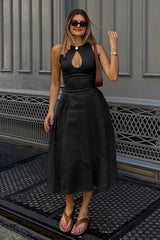 Cutout A-Line Midi Dress