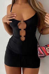 Heart Cutout Halter Mini Dress
