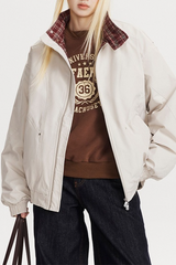 Vêtements d'extérieur chauds et amples à carreaux vintage, col montant et empiècements à carreaux, parfaits pour Noël