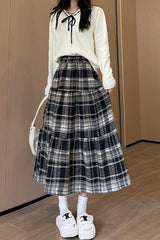 Jupe de Noël à carreaux à volants en laine mélangée