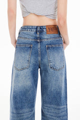 Low Rise Washed Straight Jeans
