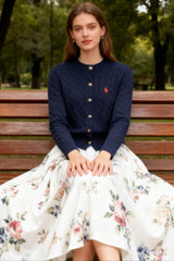 Embroidered Cable Wool Christmas Cardigan