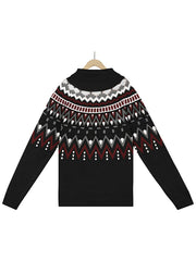 Vintage Striped Color Block Turtleneck Sweater