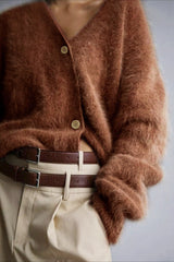 V Neck Button Long Sleeve Christmas Cardigan