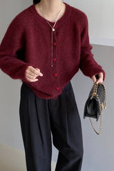 Gilet de Noël oversize à boutons en forme de cœur et col rond