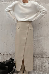 Jupe trapèze en cuir mat