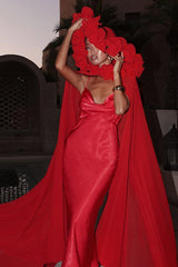 Robe longue sexy à bretelles spaghetti froncées avec ruban en satin