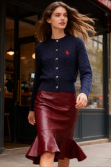 Embroidered Cable Wool Christmas Cardigan