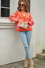 Plaid Panel Plus Size Christmas Cardigan