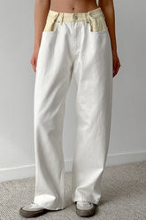 Jean droit ample à blocs de couleurs