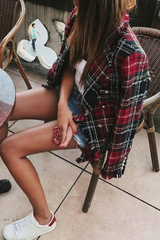 Blazer chic à plusieurs boutons en tweed à carreaux, idéal pour Noël