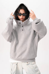 Double Layer Button Hoodie