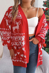 Reindeer Pocket Long Sleeve Christmas Cardigan