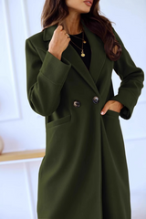 Wool Blend Double Breasted Lapel Elegant Christmas Outerwear