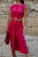 Robe midi trapèze à découpes ajourées