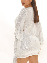 Lantern Sleeve Graceful Turndown Patchwork Tops Dresses