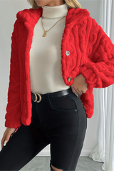 Vêtements d'extérieur chauds et doux en maille torsadée double polaire pour Noël