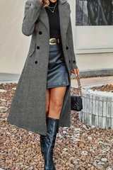 Veste d'extérieur chic de Noël en laine mélangée à revers croisés.