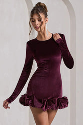 Velvet Ruched Hem Mini Dress
