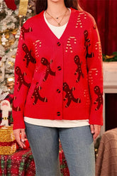 Gilet de Noël boutonné à motif canne de Noël