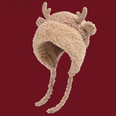 Bonnet de Noël mou et confortable avec cache-oreilles en peluche
