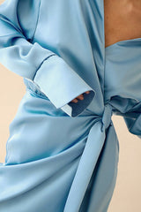 Asymmetric Satin Mini Dress