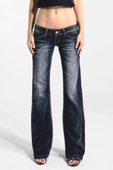 Low Rise Washed Slim Flare Jeans